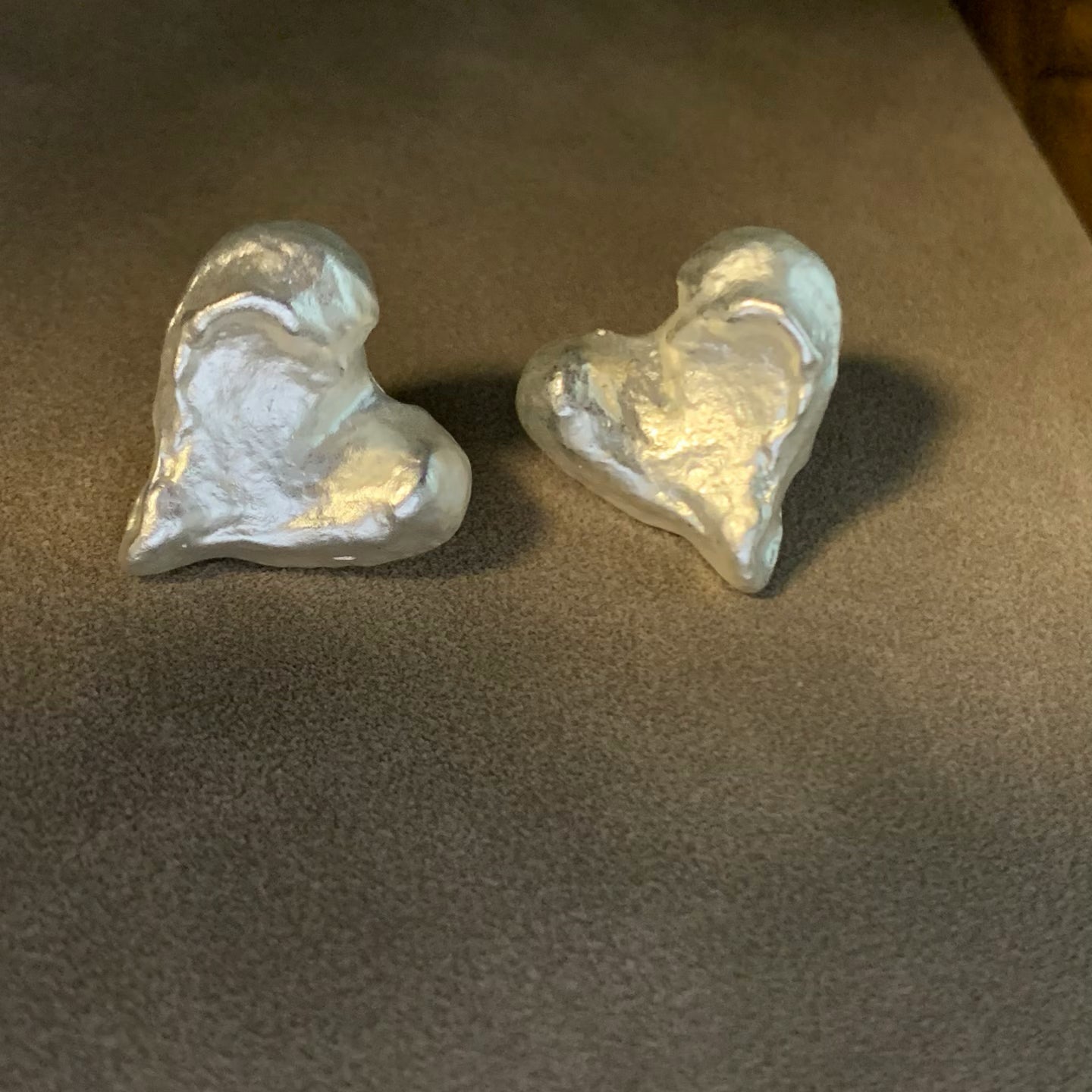Shining Heart · Handmade Wrinkled Silver Heart Earrings | Glow From Within | 2cm Heart Shape