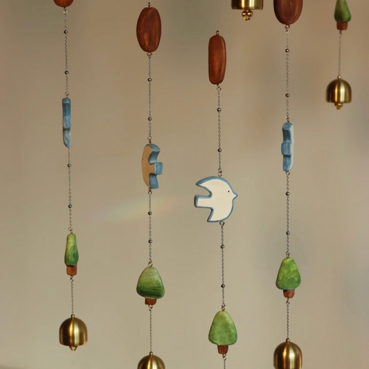 Handmade Coffee Apple Wind Chime | Stone Clay Art • Crisp Sound• Creative
