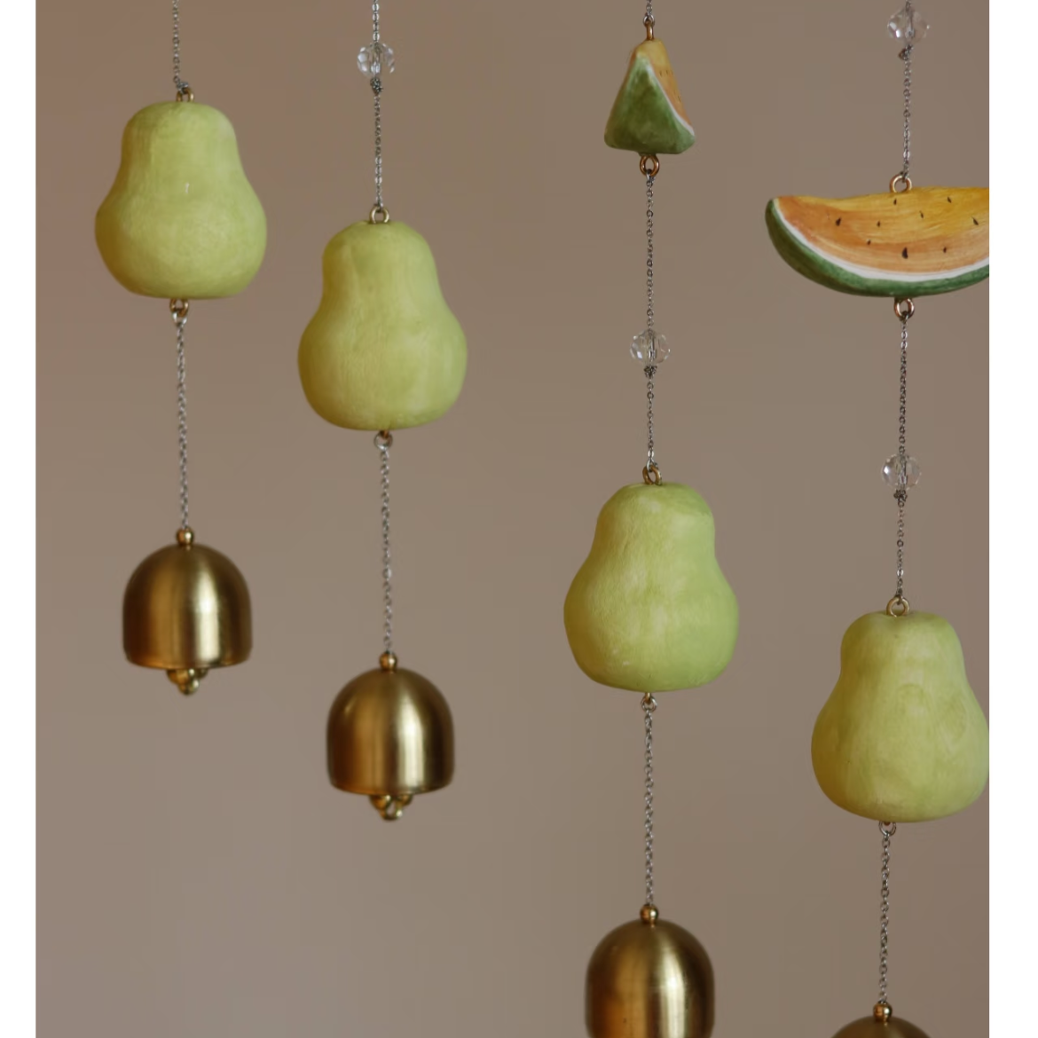 Handmade Coffee Apple Wind Chime | Stone Clay Art • Crisp Sound• Creative
