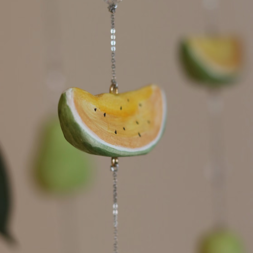 Handmade Coffee Apple Wind Chime | Stone Clay Art • Crisp Sound• Creative