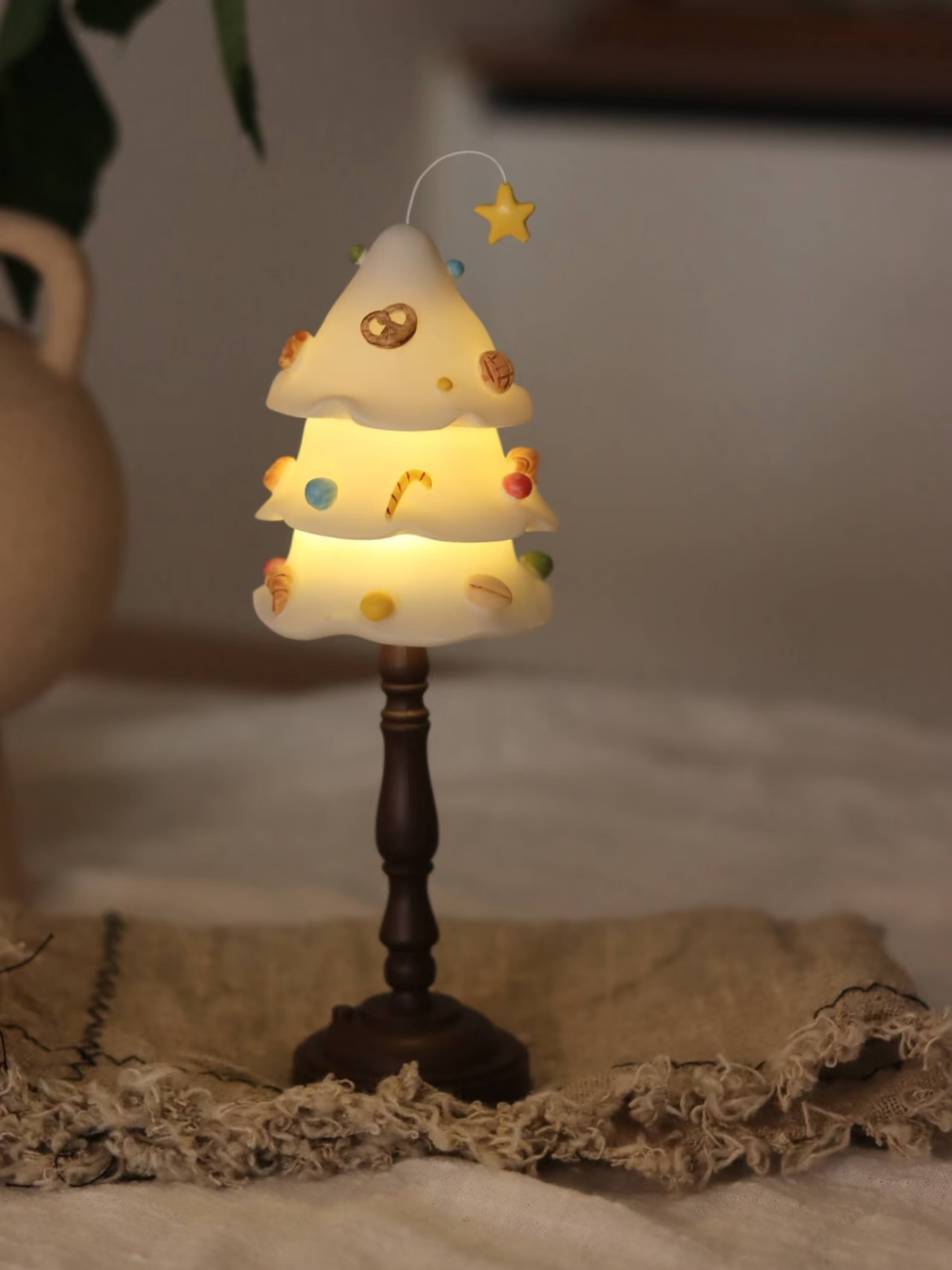 Handmade Resin Christmas Bread Tree Night Light | Original Design