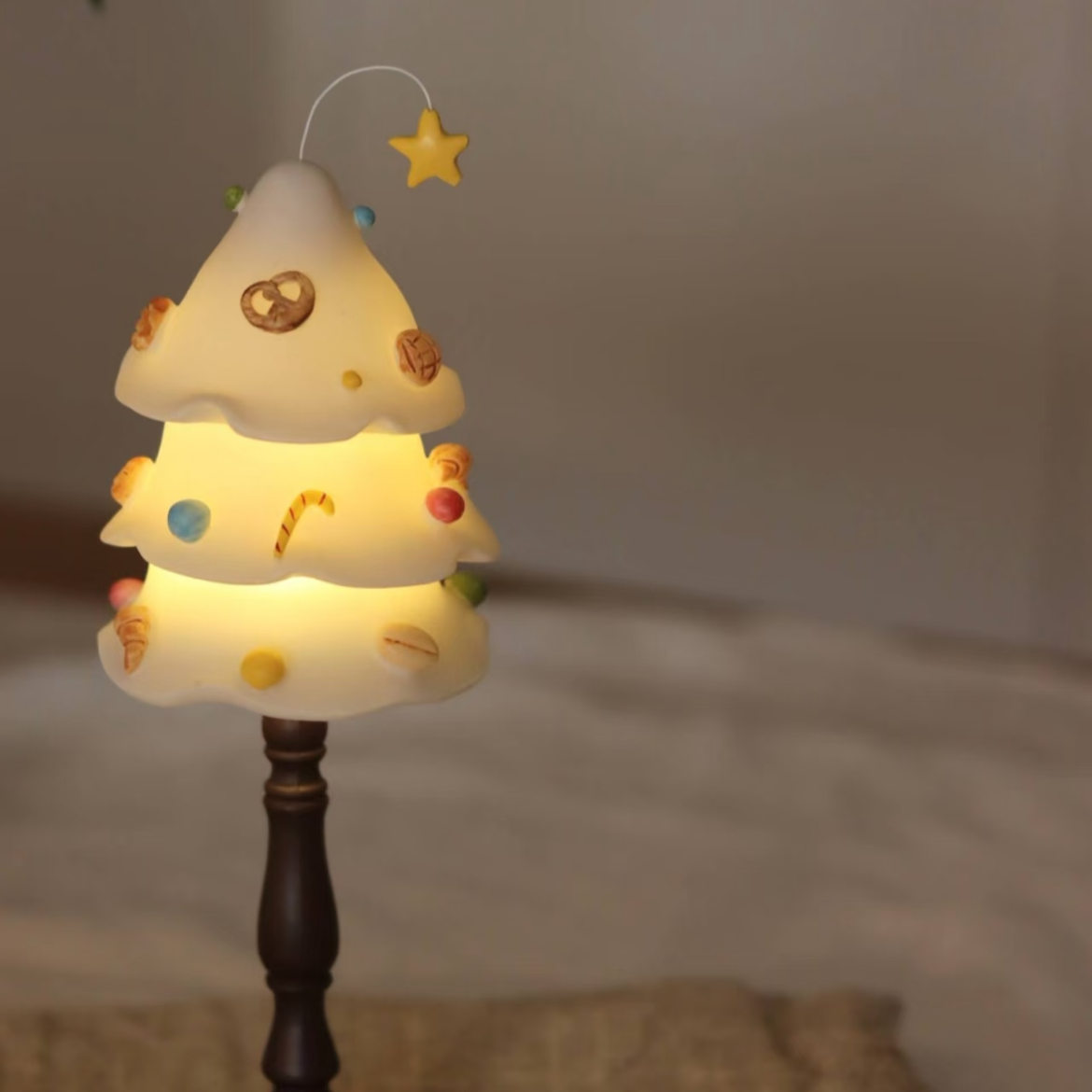 Handmade Resin Christmas Bread Tree Night Light | Original Design