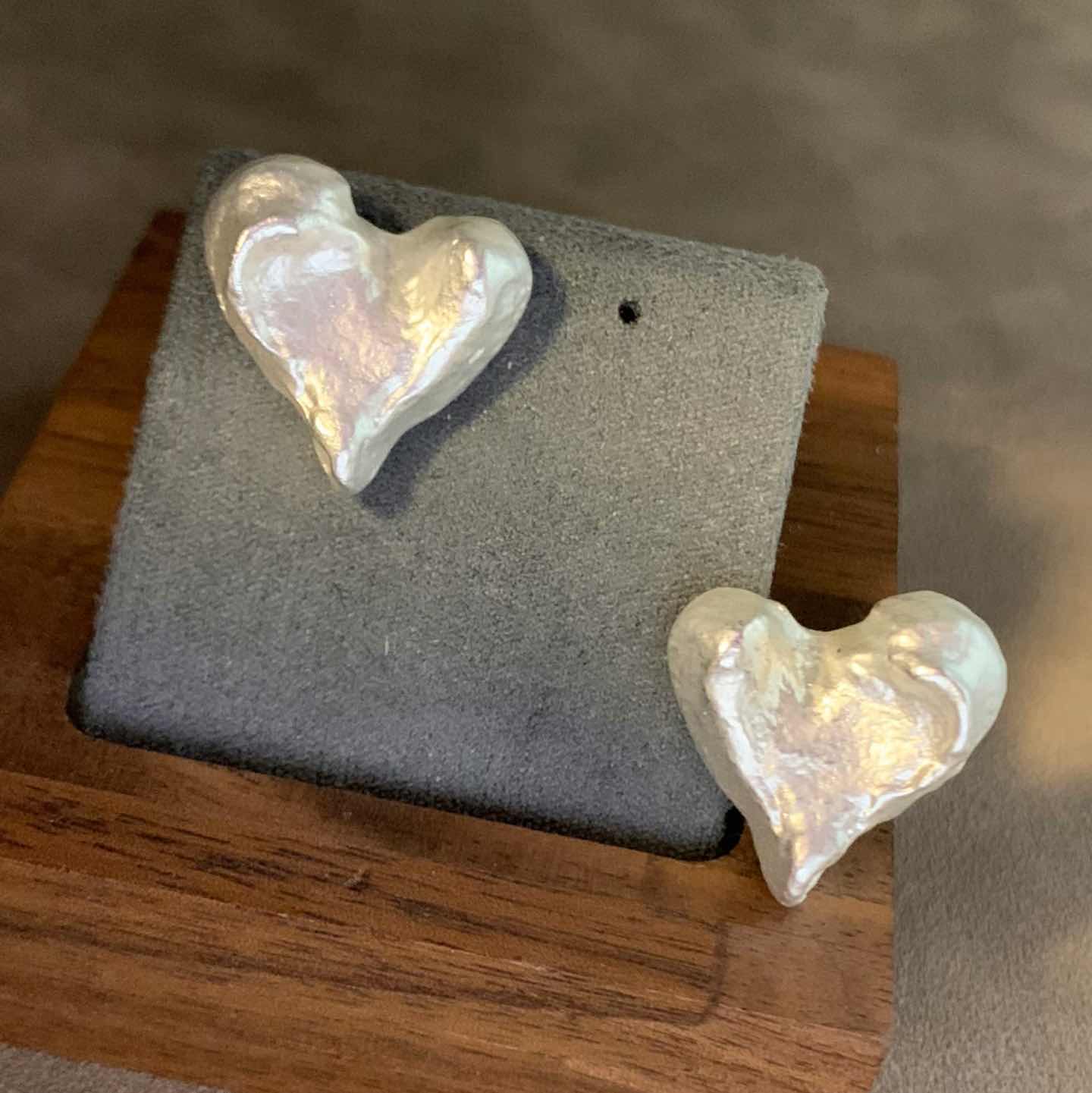 Shining Heart · Handmade Wrinkled Silver Heart Earrings | Glow From Within | 2cm Heart Shape