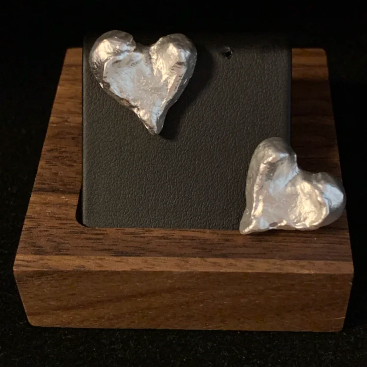 Shining Heart · Handmade Wrinkled Silver Heart Earrings | Glow From Within | 2cm Heart Shape