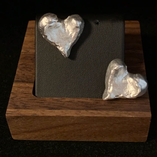 Shining Heart · Handmade Wrinkled Silver Heart Earrings | Glow From Within | 2cm Heart Shape