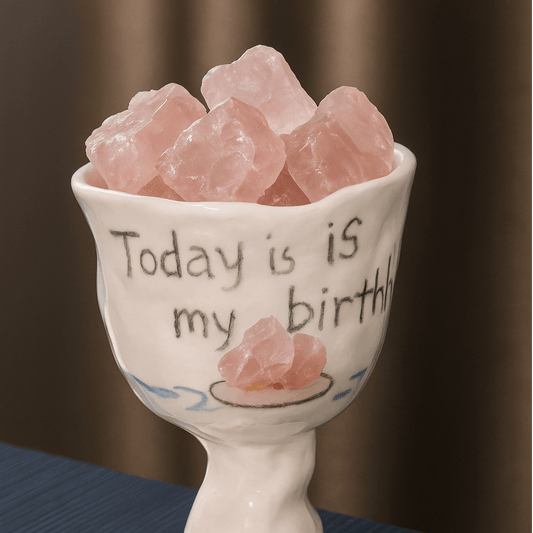 Birthday Energy Cup x Personalized Ceramic Letter + Healing Crystal | Choose Your Birthday Blessing