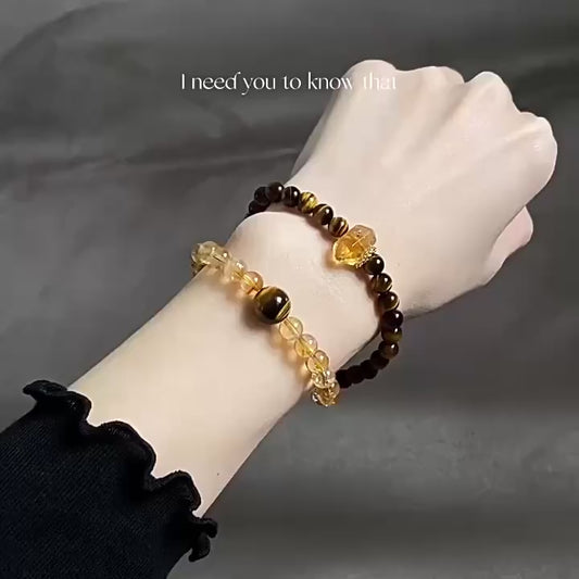 Ceramic Letter x Tiger Eye Crystal Bracelet Gift Set | For the Brave Ones Who Rise Again